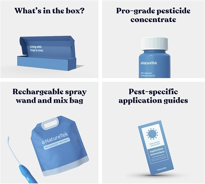NatureTek Pest Control Kit - Pro Grade Plant Based Pest Control Spray Long Lasting Effect DIY Pesticide Sprayer Bugs and Cockroach Repellent Family/Petsafe Spray for Fly Mosquito