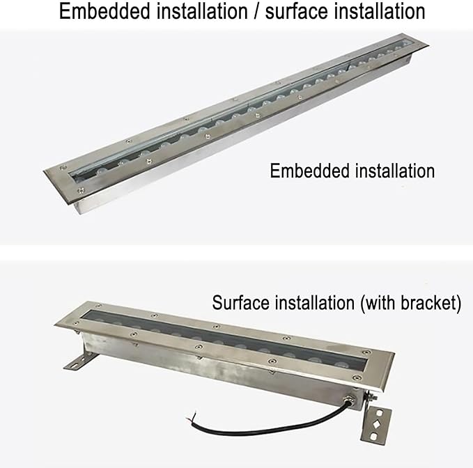 Outdoor Buried Lights - LED Landscape Lights AC 24V Low Recessed Submersible Fountain Light Ip68 Waterproof with Stand Long Strip Underwater Led Spotlight Easy to InsWhite-12W-600MM