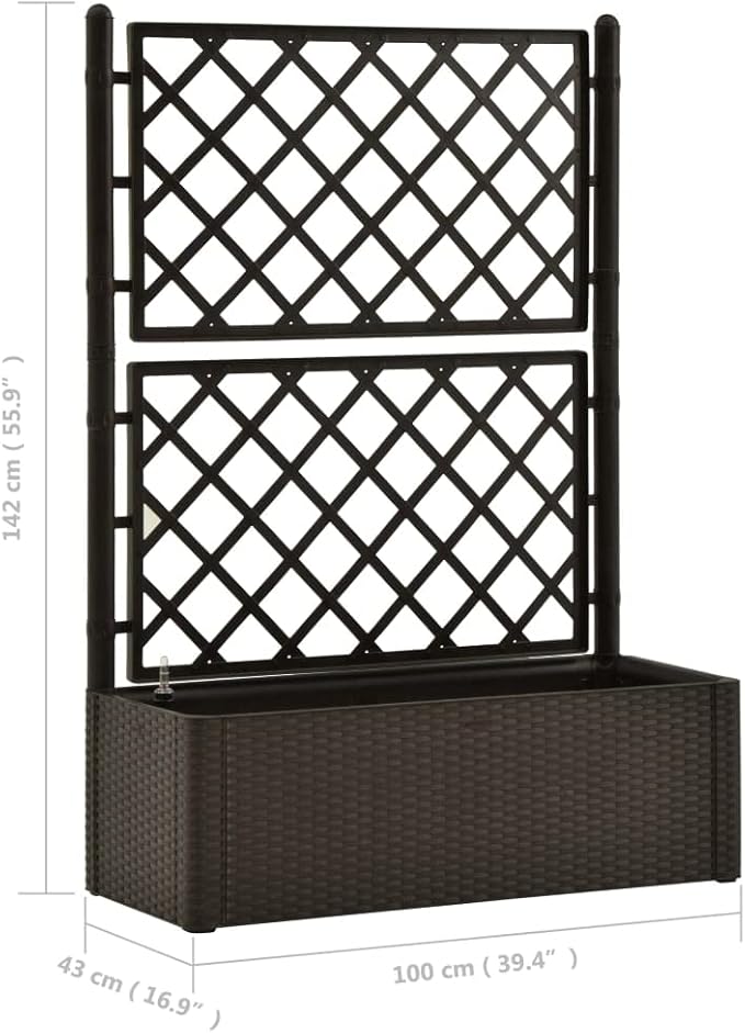 Garden Raised Bed PlanterGarden BedGalvanized Raised Garden BedPlanter Raised bedsGalvanized Planterwith Trellis and Self Watering System Mocha