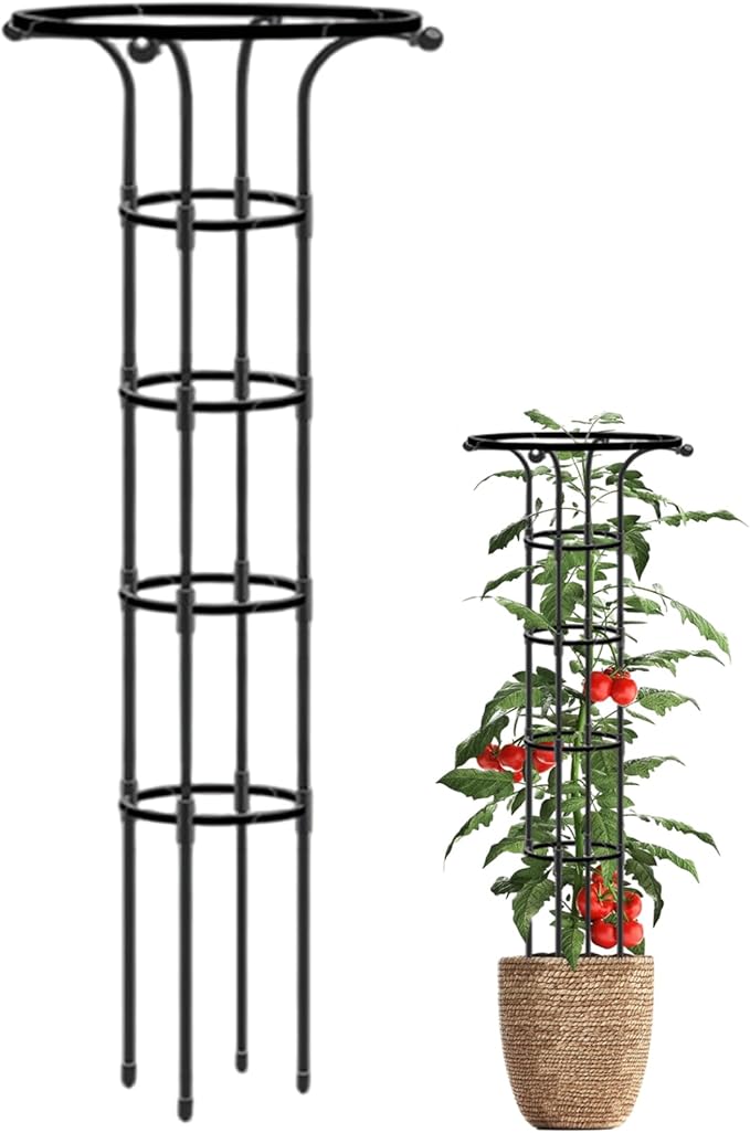 Garden Trellis for Climbing Plants 61 Inch Umbrella Shape Rose Trellis Rustproof Metal Vertical Garden Obelisk for Outdoor