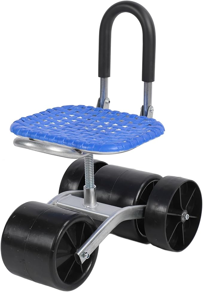 Focket Garden Seat with Wheels Rolling Garden Cart with 360 Degree Swivel Seat and Adjustable Height for Outdoor Grass Planting Care Patio