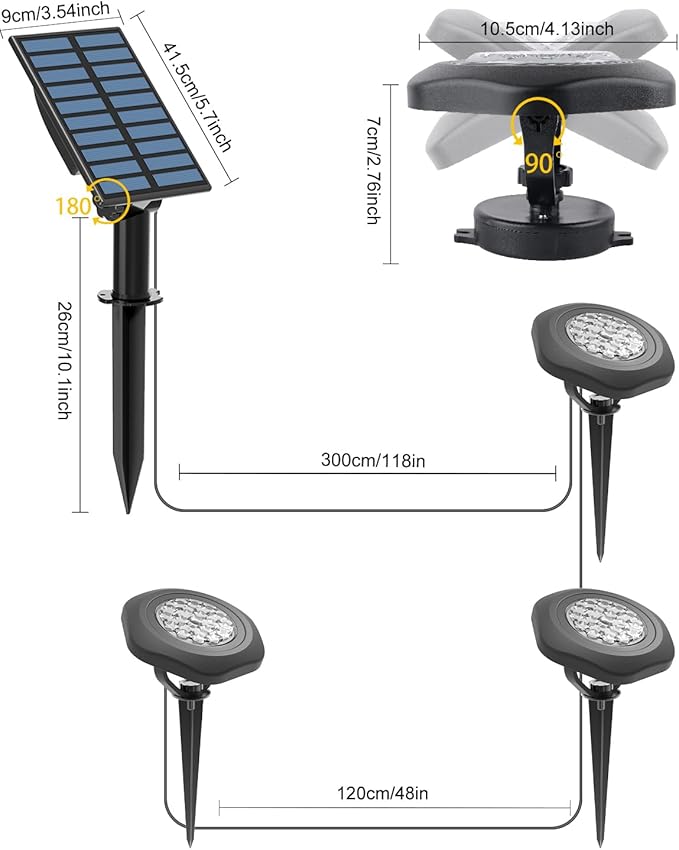 CORESLUX Solar Spot Lights Outdoor Waterproof IP68 3-in-1 LED Warm Light Solar Landscape Lights 2 Light Modes Landscape Path Lights for Outside Garden Yard Pond Pathway