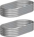 2PCS 4x2x1FT Galvanized Raised Garden Bed KitVegetable Boxes-Oval Metal Flower BoxLarge Planter Raised Beds Outdoor Garden for PlantingFruitHerb-Silver