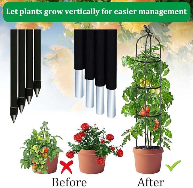 Obelisk Plant Tower Garden Trellis for Climbing Plants Flowers Stand Rose Vines Trellis for Outdoor &amp Indoor Garden Obelisk(White32x175cm/12.6x69in)