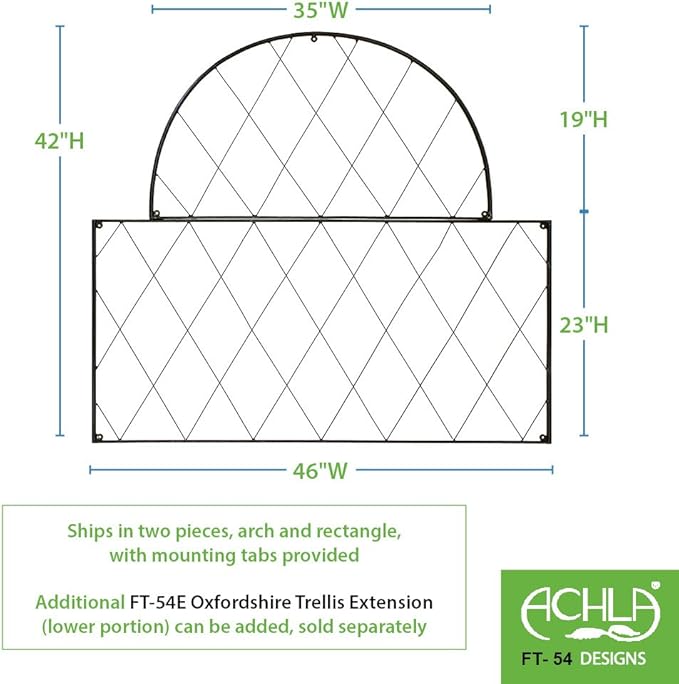 Achla Designs Oxfordshire Wall-Mounted Garden Trellis- 2 Pieces