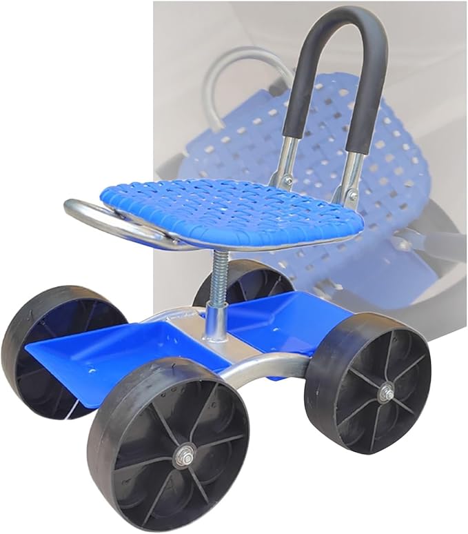 Garden Cart Gardening Workseat with WheelsOutdoor Scooter with 1/2 Tool Storage Tray360° Swivelfor Lawn Yard(4-Wheeled)