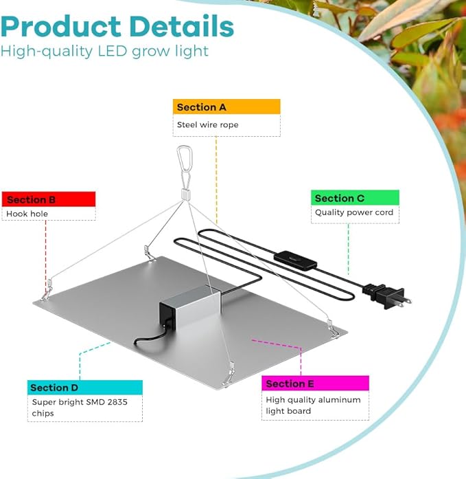 2PCS 200W Targeted Sunlike LED Plant Grow Lights 240 Long-Lifespan Lamp Beads with VEG/BLOOM Dual Modes 100-277V Universal Voltage US Plug for Seedling Growth Potted Vegetables &amp Flower Cultiva