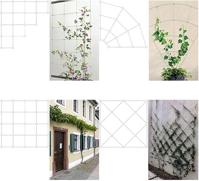Wire Trellis Kit Stainless Steel Garden Trellis Kit T304 Wire Rope Plant Support System for Climbing Vines Wall Training Outdoor Vertical Garden Decor with Tools and Accessories(12 meters)