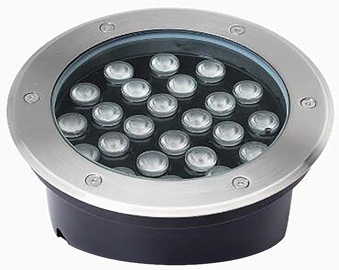 LED Landscape Lights - Ultra-Thin Round Outdoor Buried Path Lights Waterproof Stainless Steel Recessed Spotlight Easy Installation (Blue 18W) (White 18W)