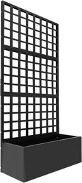 Metal Planter with Trellis 110lbs Load Capacity Free Standing Climbing Plant Support 12 Inch Deep Raised Garden Bed with Privacy Screen for Balcony Patio Garden Indoor &amp Outdoor Use(Black)