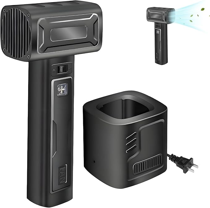 SELFIE CAT 60000RPM Cordless Turbo Dryer Blower for Car 750W &amp 64MM Duct Handheld Leaf Blower with Battery 2.09LB Lightweight Leaf Blowers for Indoor Outdoor Sweeping Patio Lawn Careand Car Dryi