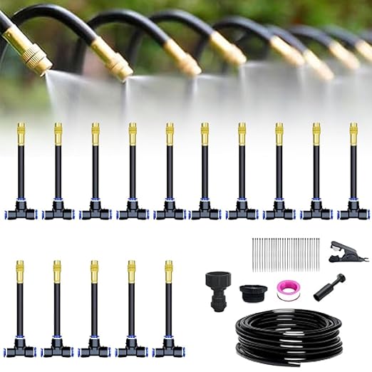 360° Curved Garden Automatic Irrigation System 2025 Upgrade Drip Irrigation System Kits Garden Grid Watering Sprinkler System DIY Irrigation Set for Greenhouse Yard Lawn Raised Garden Bed (49.2 FT)