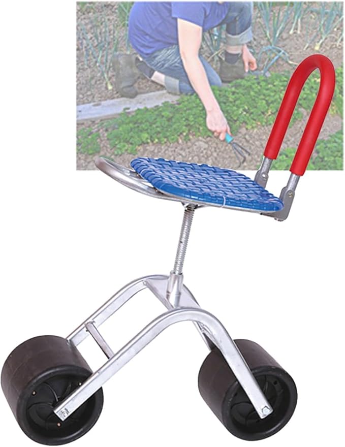 Garden Cart Gardening Workseat with Wheels Rolling Stool with Adjustable 360° Swivel Seatfor Patio(Blue)