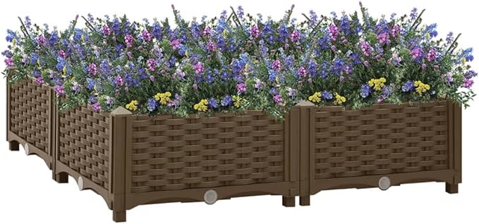Raised BedElevated Planter BoxRaised PlanterGarden BoxPlanter Boxfor Vegetables Fruits Flowers Herbs 31.5x31.5x9.1 Polypropylene