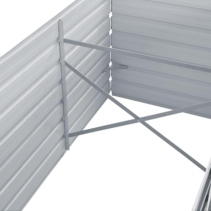 Gray Galvanized Steel Raised Garden Bed - Deep &amp Wide Weather-Resistant Easy Assembly