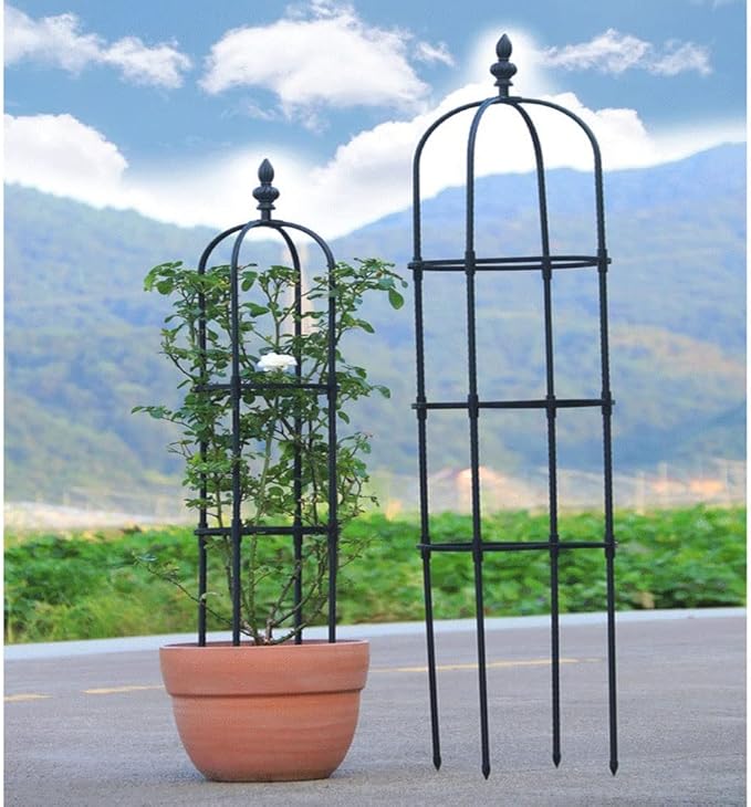 RADAAB Obelisk Garden Trellis Sturdy Metalobelisk Trellis 35.5 47.3 59 71 82.7 High Plant Support for Climbing Vines and Flowers Stands (Black) (Size : 12.6/32cm Dia. x 35.5/90cm H)