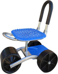 Outdoor Gardening Scooter with 1/2 Tool Storage TrayGarden Stool with Wheels and Adjustable 360-Degree Swivel Seatfor Planting(3-Wheeled)