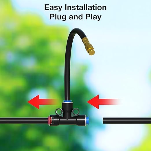 MIXC 100Ft 1/4 Drip Irrigation System2026-Upgrade Garden Irrigation Kit with 16pcs Adjustable Copper NozzlesAutomatic Atomizing Watering Sprinkler System for OutdoorRaisedbedLawnGreenhouse
