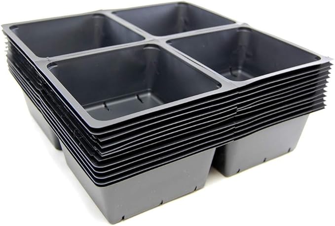 Living Whole Foods 5 by 5 (2 Deep) Garden Germination Trays w/Drain Holes - 96 Pack - Greenhouse/Gardening Plant Grow Inserts