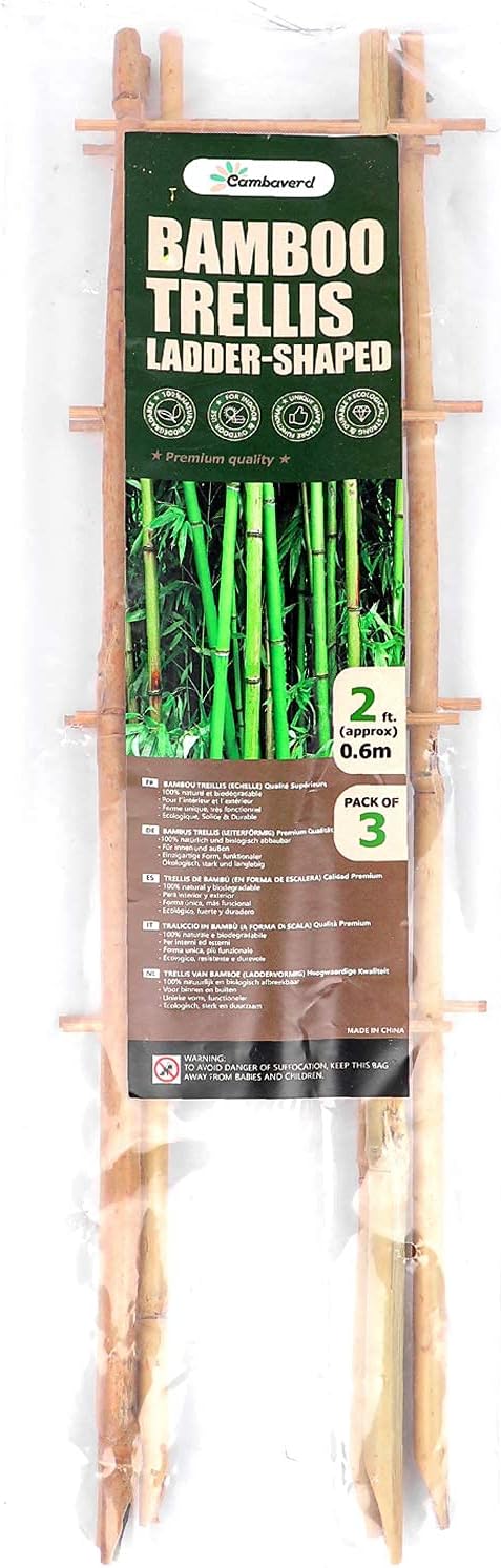 24 Inch Trellis for Potted Plants 3 Pack Bamboo Trellis Indoor Natural Garden Trellis for Climbing Plant Monstera Hoya Vegetables and Fruits