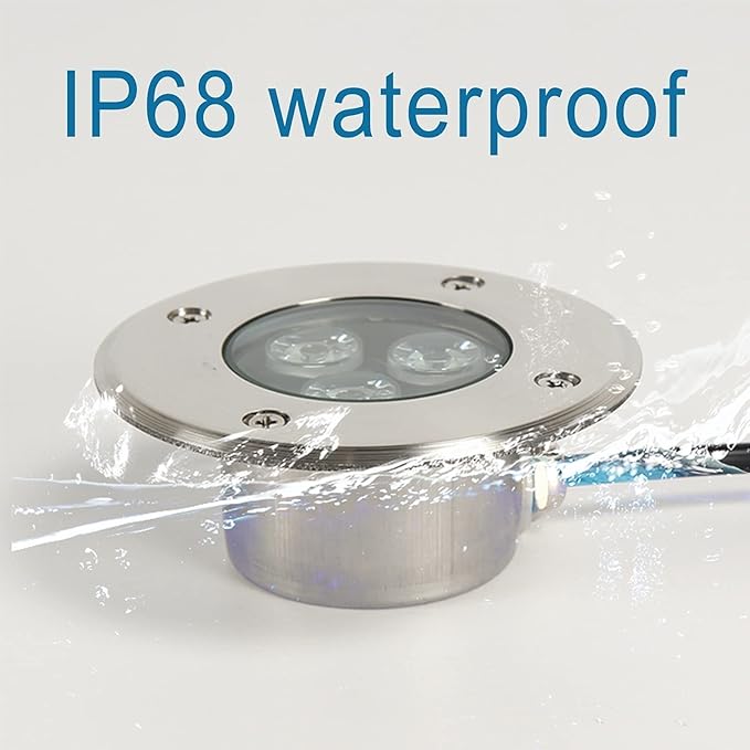 4Pcs Outdoor Buried Lights - Round Led Landscape Lights 3W Ip67 Waterproof Led Underground Well Light Stainless Steel Underground Spotlight Recessed Garden Decorative -Yellow Light-12V