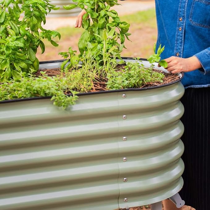 Vego garden 2 x 6 ft Raised Garden Bed with Legs and Wicking Cell System - Perfect for Gardening Vegetables Herbs and Flowers on The Patio - Outdoor &amp Indoor Elevated Planter Box - Olive Green