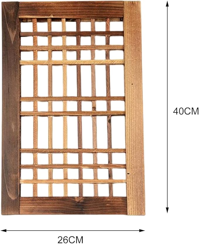 Window Frame Wooden Window Pane Wall Art Garden Trellis Lattice Deck Rustic Wood Material Lightweight Hanging Easy Maintenance Suitable for Farmhouse 40cmx26cm