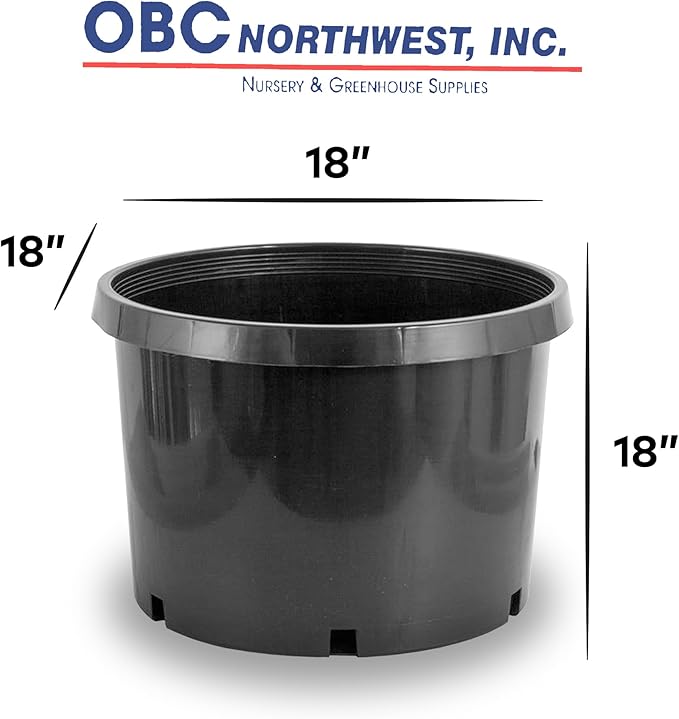 Pro Cal 10 Gallon Premium Nursery Plastic Planter Flower Herb Vegetable Garden Grow Pots with Drainage Holes for Outdoor and Indoor Use Black 5 Pack