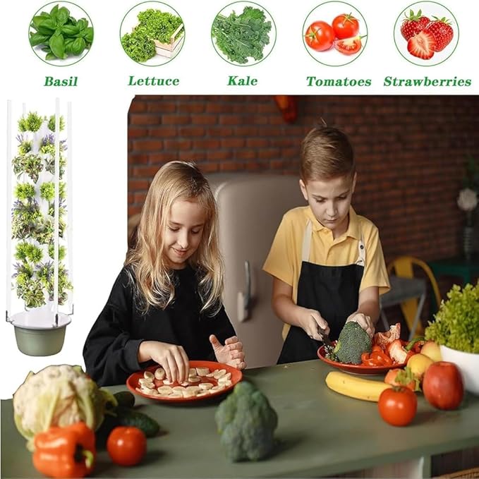 Indoor Vertical Hydroponic Growing System – Multi-Layer Hydroponic Tower Kit for Herbs Fruits &amp Vegetables(Size:9 Layers)