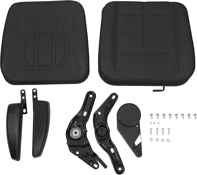 Universal Tractor Seat Forklift Lawn Mower Seat w/Armrests &amp Adjustable Backrest 30 ° -180 ° for Mowers Dozers Aerial Lifts Floor Scrubbers (Black)