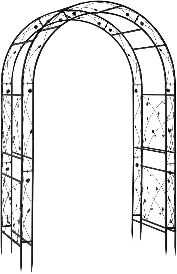 VINGLI Garden Arbor Arch for Wedding Ceremony Party Christmas Garden Decor Steel Garden Trellis for Plant Climbing Pergola for Garden Backyard Lawn (Black-59x84)
