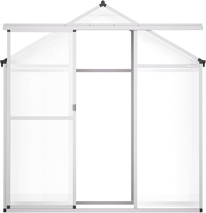 VEVOR Polycarbonate Greenhouse 6 x 4 Ft Outdoor Greenhouse with Adjustable Vent Windows Pavilion Styled Green House with Sliding Door Aluminum Large Walk-in Greenhouses Kit for Garden Backyard