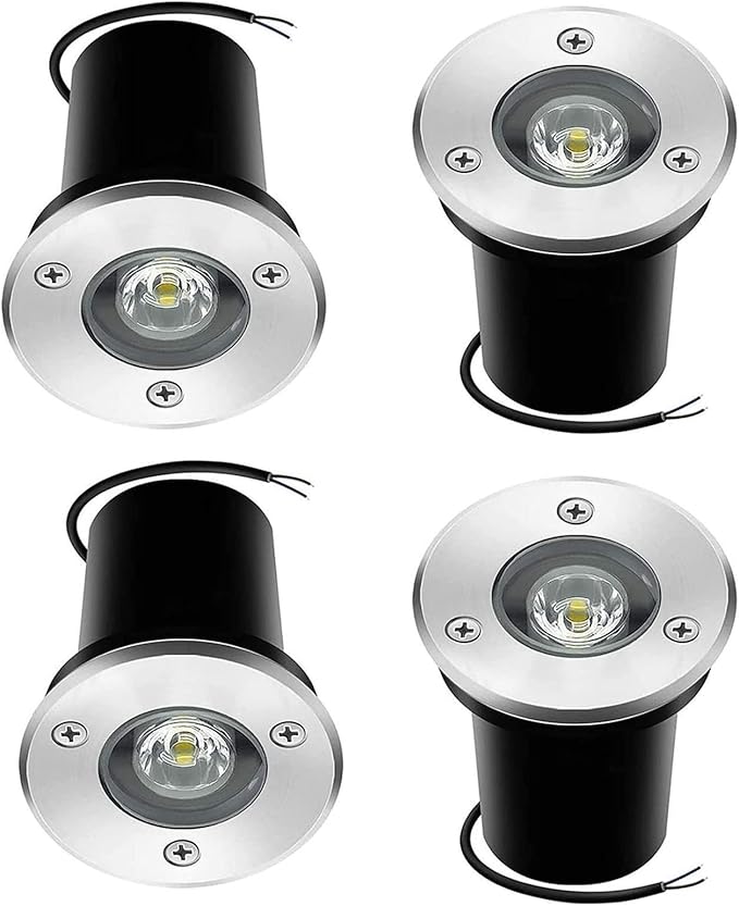 4PCS Ground LED Landscape Lights - Outdoor Recessed Spot Light IP67 Waterproof Garden Buried Lamp 1W LED Floor Spotlight for Garden Driveway Deck Step Lighting(Green Light1W(24V))
