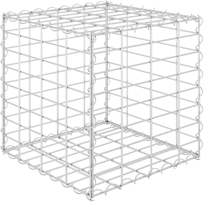 YAFF Silver Metal Gabion Raised Bed Cage 15.7x15.7x15.7 in Heavy-Duty Steel for Outdoor Garden and Terrace Planting