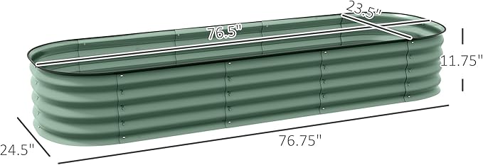 6.4' x 2' x 1' Galvanized Raised Garden Bed Kit Outdoor Metal Elevated Planter Box with Safety Edging Easy DIY Stock Tank for Growing Flowers Herbs Vegetables Green