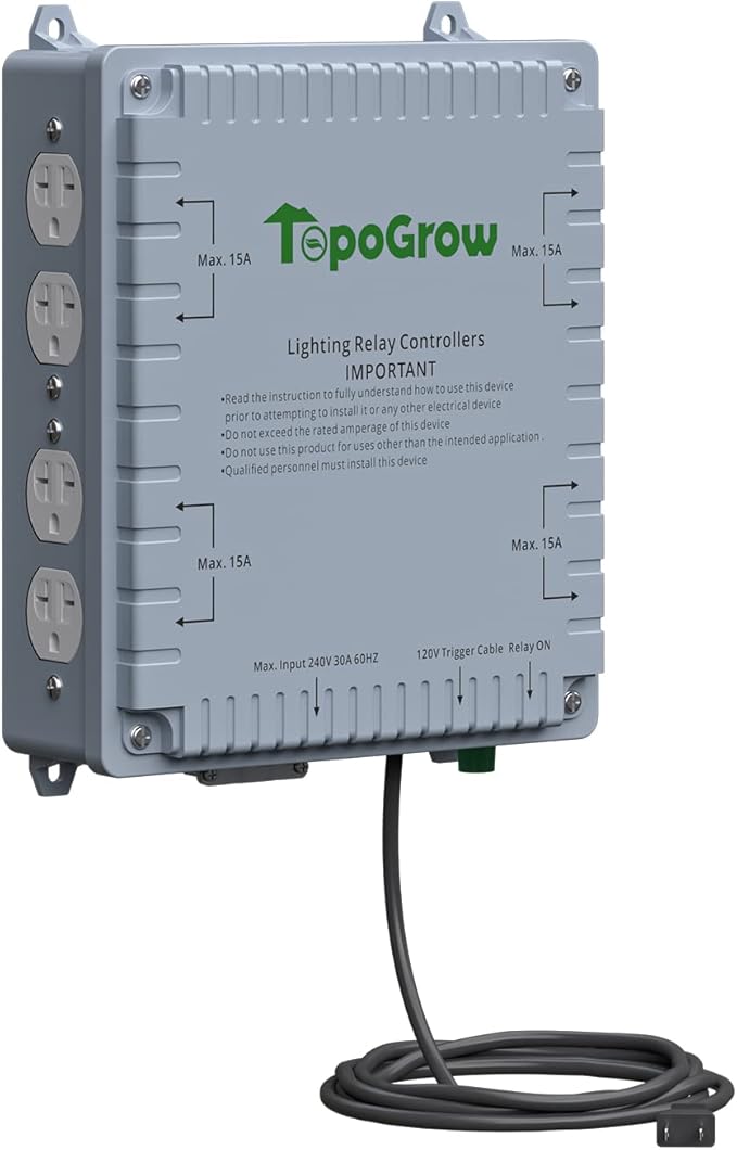 8-Lighting Relay Controller with Trigger Cord 8-Outlet Relay Controller Maximum 8000W for Hydroponics Indoor Double Ended HID Grow Light and Hydroponics System