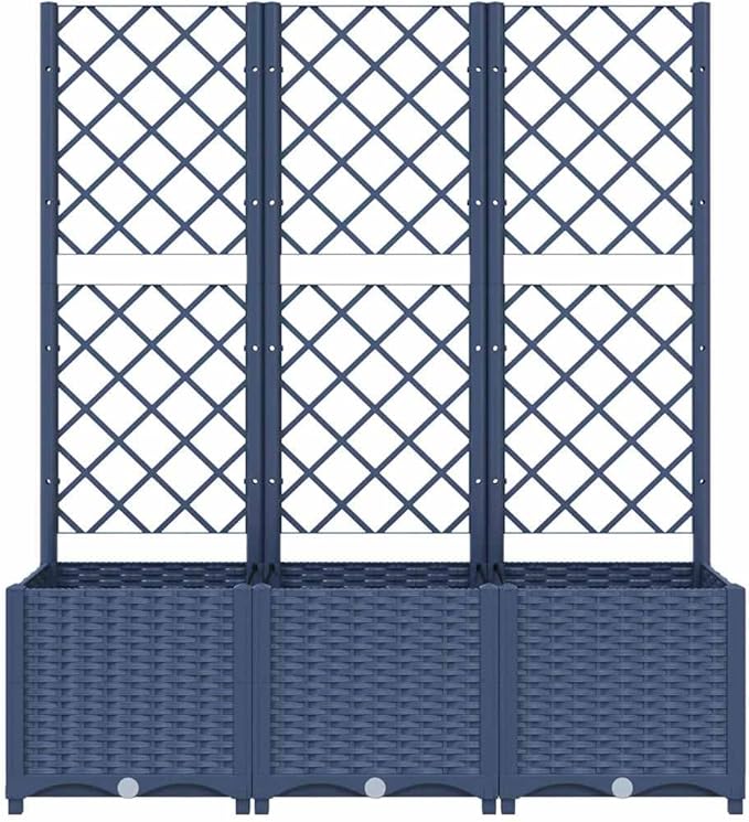 53.5 Raised Garden Bed with Trellis 47.2x15.7 Vertical Planter Matte Blue-Grey Polypropylene for Balcony