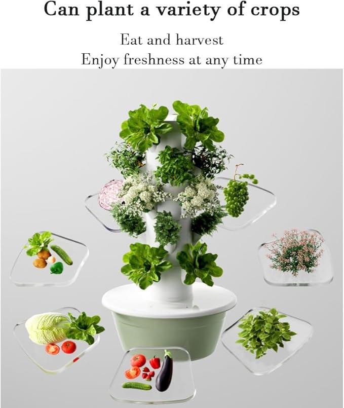 Hydroponics Growing System Indoor Garden Vertical Hydroponic Tower with Water Pump New Customized ABS Material for Herbs Fruits Vegetables(9 Layers)
