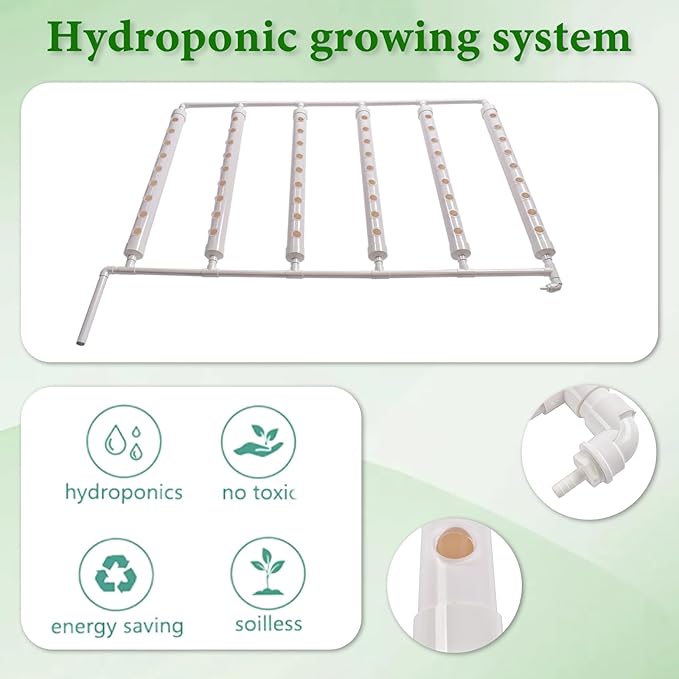 Wall-Mounted Hydroponic Grow Kit Hydroponics Planting System with Water Pump Pump Timer 6 Food-Grade PVC-U Pipes 1 Layers 54 Plant Sites Nest Basket and Sponge for Leafy Vegetable