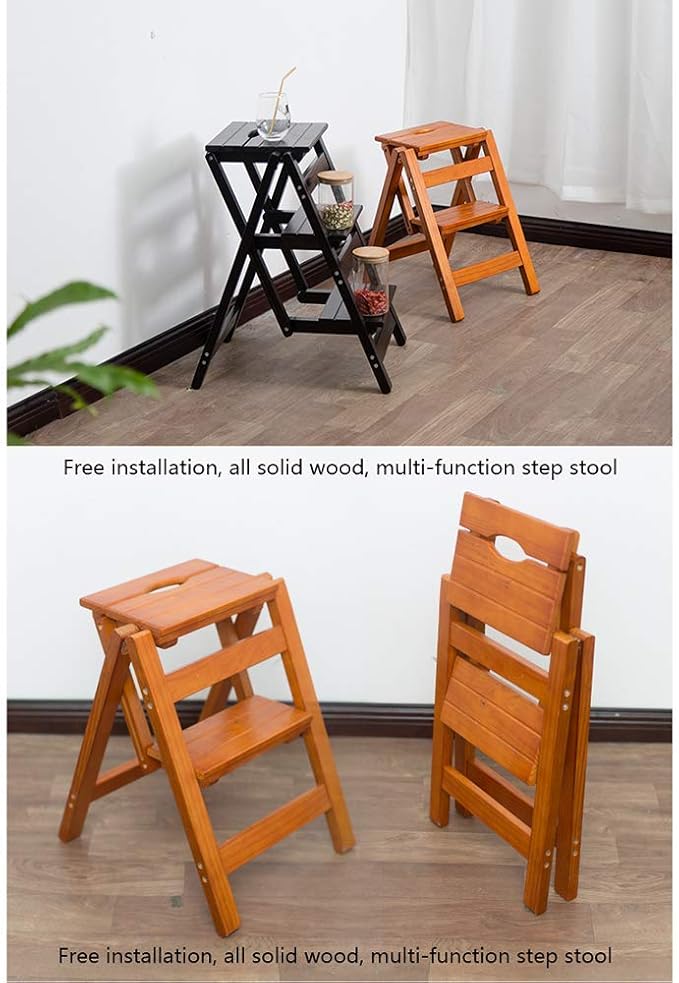 Foldable Wooden Garden Bench Seat with Insulation Step Stool and Flower Pot Display