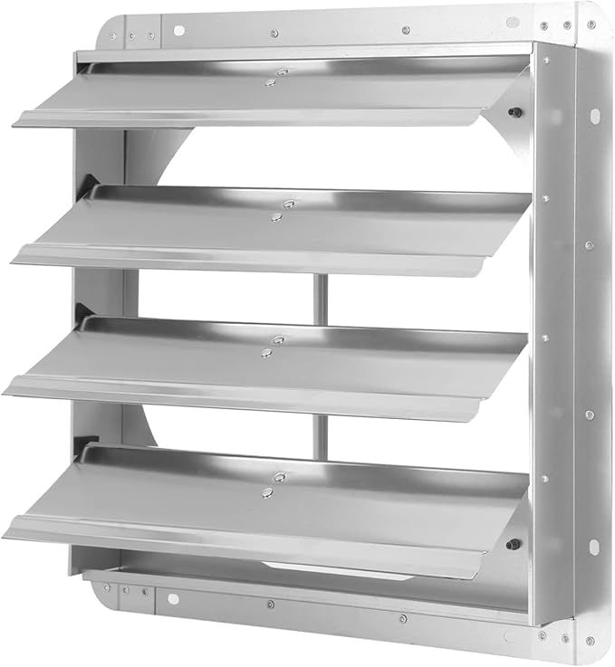 iPower 16-Inch Square Aluminum Automatic Gravity Shutter Louver Vent Silver