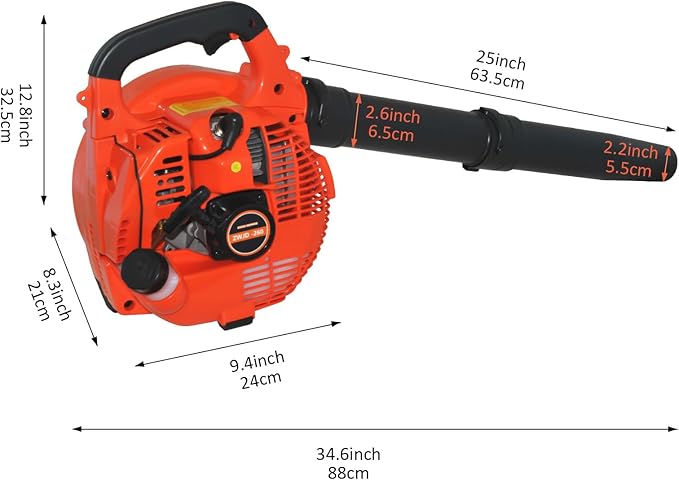 Gas Leaf Blower 3.6HP 2 Stroke Backpack Gas Blower 665CFM High-Velocity Airflow Grass Lawn Blower Air Cooling Gasoline Backpack Grass Blower Snow Blower for Efficient Lawn (26CC Red)
