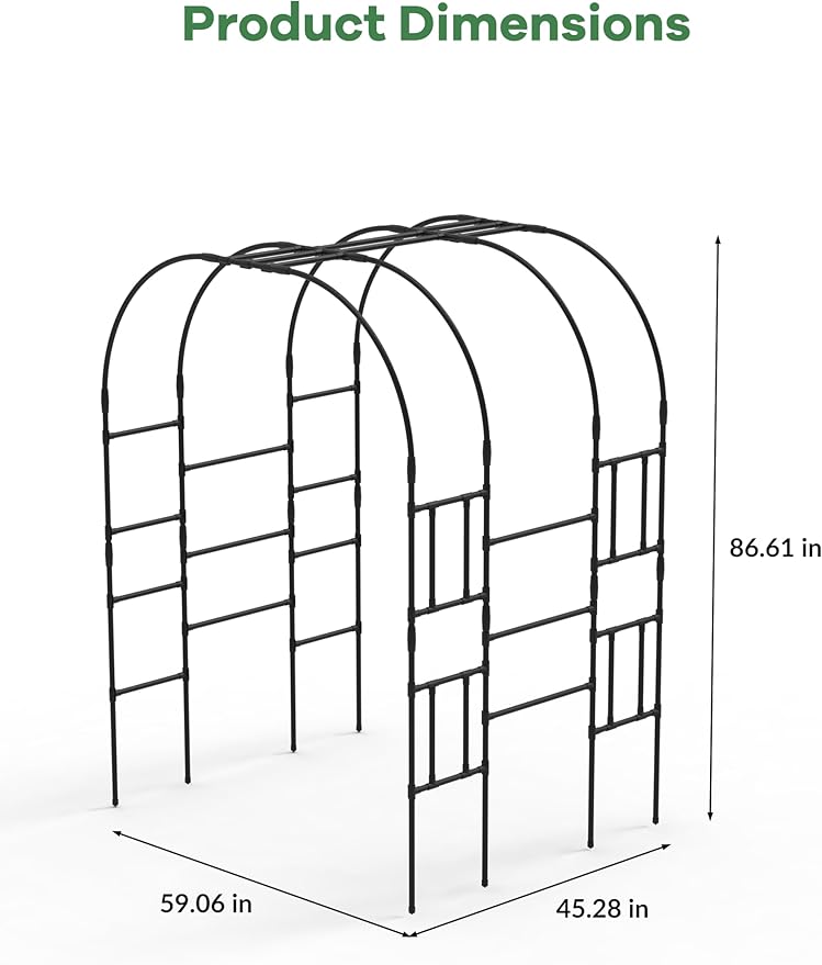 Large Garden Arch Trellis 79.5 L - Metal Wedding Arch for Outdoor Ceremony Climbing Plants &amp Vine Support | Rust-Proofs Steel with Decorative Scrolls Easy Assembly