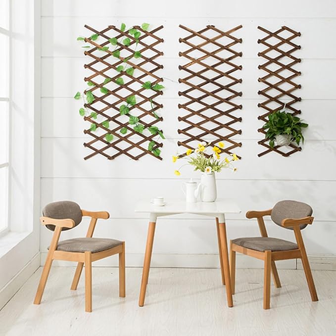 Expandable Carbonized Wood Vine Support Trellis Panel 44cm X 22cm 0.9cm Thickened Anti-Corrosion Frame for Outdoor Garden Climbing Plants and Vegetable Vines