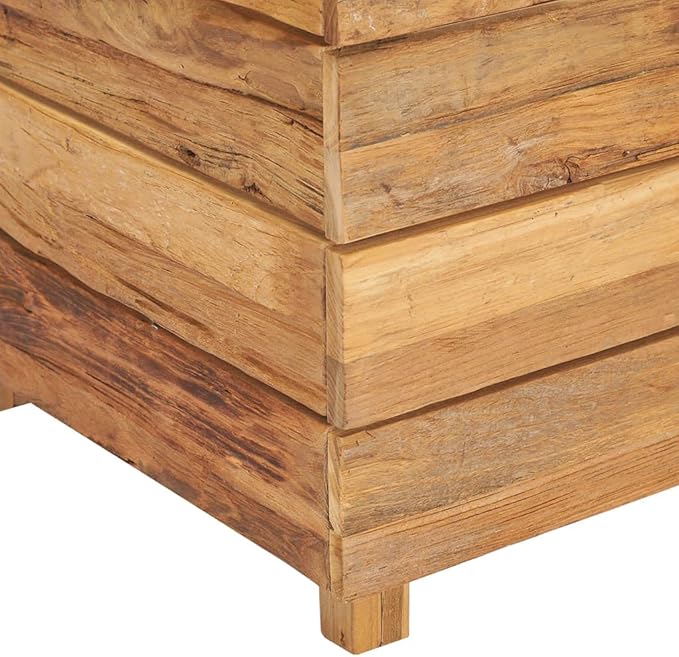 Raised Bed Recycled Teak Raised Planter with Wooden Legs and Steel Rack Bottom for Flowers Vegetables Weather Resistant Outdoor Planting Box Container 39.4x15.7x28.3 -AA
