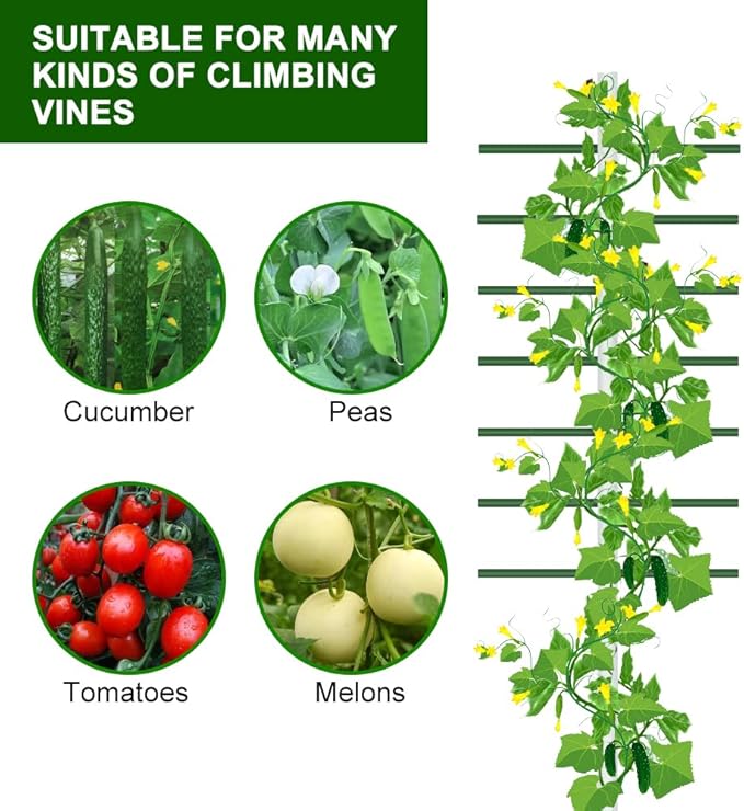 Agfabric 5ft Garden Trellis for Climbing Plants Outdoor U Tower Plant Support Trellis with 7 Arms (Each 1.64ft) U Cross-Section (5ft*1.64ft1pack)