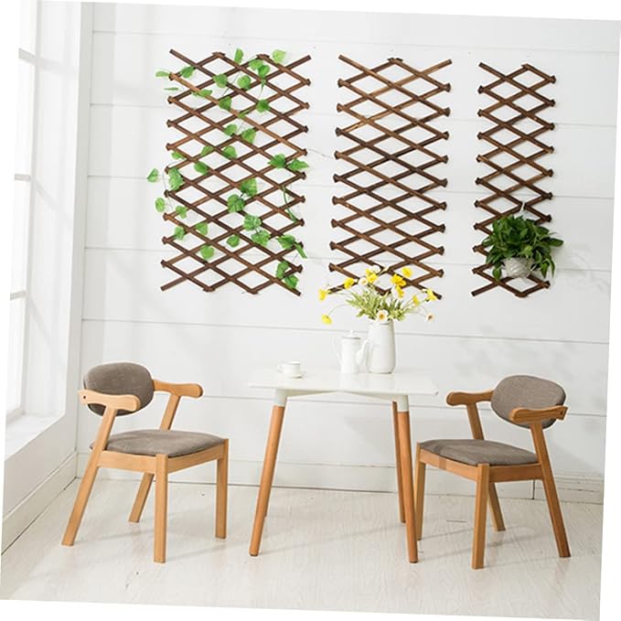 BESPORTBLE Outdoor Garden Trellis Carbonized Wood Plant Climb Support Expandable Fence Plant Cage Wall