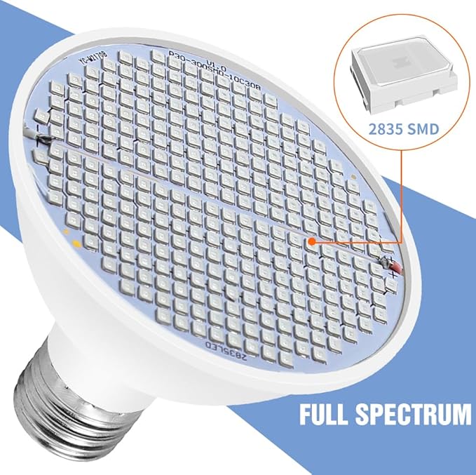 4Pcs 25W LED Indoor Seedlings Cultivation Lamp AC85-265V Red Blue E26/E27 Greenhouse Hydroponic Planting Fill Lamps UV/IR Vegetables Fruits Flower Moss Succulent Cactus Potting Cultivation Lighting