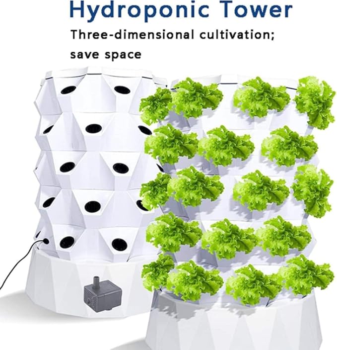 Hydroponic Tower Hydroponic Grow Kit with Hydro Pump Garden Hydroculture Growing Vertical Tower for Fresh Herb Garden Fruits Vegetables6Floors