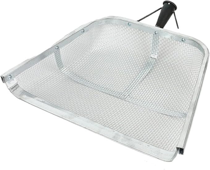 Stainless Steel Soil Sieve Large Stainl Steel Soil Leaching Tool Farm Work Iron Ovel Sieve Sand Filter Screen Corn Garden Tools(Screen-mesh 0.4x0.4cm)